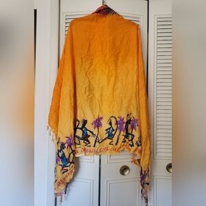 Like new & authentic! vintage carribean fringed scarf shaw